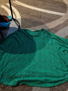 Green Lace Overlay Women's Top